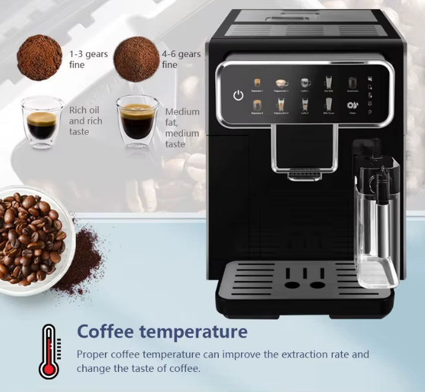 Cappuccino Maker Fully-Automatic Espresso Intelligent Electric Cappuccino Latte Coffee Maker Machine for Home Use